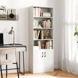 Costway 178 Cm Bookcase W/ 2-Door Cabinet 6-Tier Modern Storage Cabinet-White - thumbnail 1