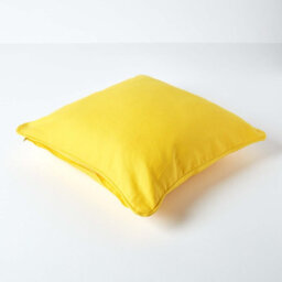 Homescapes Cotton Plain Yellow Cushion Cover, 30 X 30 Cm - thumbnail 3