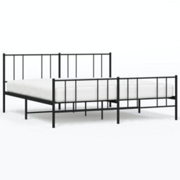 Berkfield Metal Bed Frame With Headboard And Footboard Black 180X200 Cm 6Ft Super King - thumbnail 2