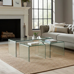 The Furniture Market Geo-Glass Coffee Table With 2 Nest Tables