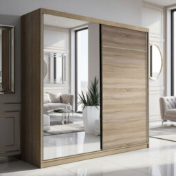 Vista 05 Sliding Door Wardrobe 150X200X61Cm Modern Wardrobe With Mirror Sonoma Finish - thumbnail 2