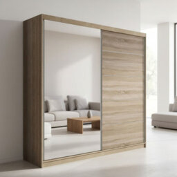 Vista 05 Sliding Door Wardrobe 150X200X61Cm Modern Wardrobe With Mirror Sonoma Finish - thumbnail 1