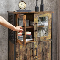 Songmics Storage Cabinet, Multipurpose Cupboard, Sideboard, Adjustable Shelf, Bathroom Cabinet, Steel Frame, For Room Kitchen - thumbnail 5