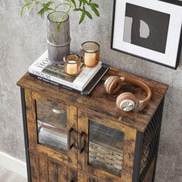 Songmics Storage Cabinet, Multipurpose Cupboard, Sideboard, Adjustable Shelf, Bathroom Cabinet, Steel Frame, For Room Kitchen - thumbnail 7