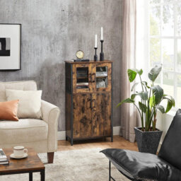 Songmics Storage Cabinet, Multipurpose Cupboard, Sideboard, Adjustable Shelf, Bathroom Cabinet, Steel Frame, For Room Kitchen - thumbnail 2