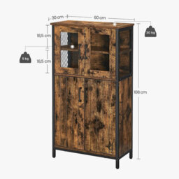 Songmics Storage Cabinet, Multipurpose Cupboard, Sideboard, Adjustable Shelf, Bathroom Cabinet, Steel Frame, For Room Kitchen - thumbnail 8
