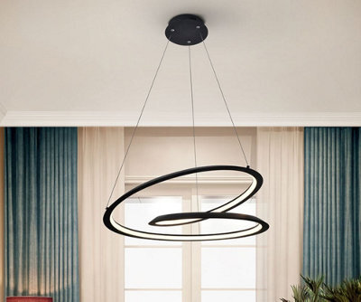 Luminosa Lighting Luminosa Looping Modern Designer Led Ring Swirl Pendant Light Matt Black, 1800Lm, 3000K - Uk Stock - image 1