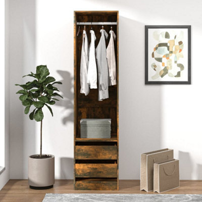 Berkfield Wardrobe With Drawers Smoked Oak 50X50X200 Cm Engineered Wood - image 1