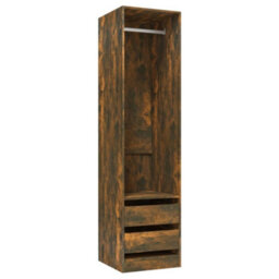 Berkfield Wardrobe With Drawers Smoked Oak 50X50X200 Cm Engineered Wood - thumbnail 2