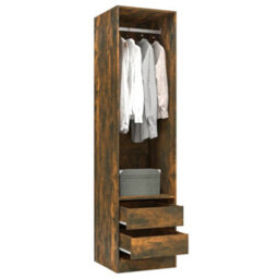 Berkfield Wardrobe With Drawers Smoked Oak 50X50X200 Cm Engineered Wood - thumbnail 6