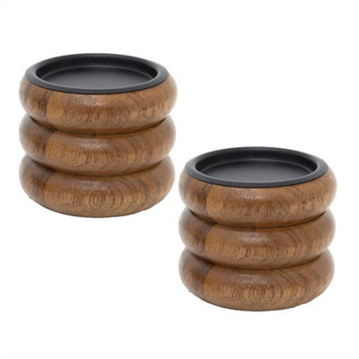 Set Of Walnut Pillar Candle Holders Wooden Candlesticks For Pillar Candles 8Cm Pack Of 2 - image 1