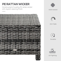 Outsunny Rattan Footstool Wicker Ottoman W/ Padded Seat For Backyard Garden - thumbnail 4