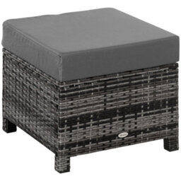 Outsunny Rattan Footstool Wicker Ottoman W/ Padded Seat For Backyard Garden - thumbnail 2