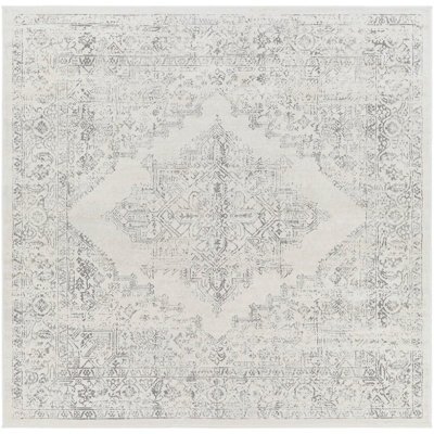 Livabliss Square Roma-Vintage Off-White Grey Charcoal Traditional Boho Living Dining Bedroom Rug 200 X 200 Cm Easy Care, Non Shedding - image 1