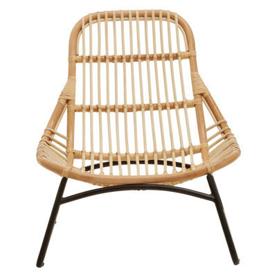 Orsina Wide Brown Natural Rattan Chair, Rattan Dining Chair For Outdoor, Rattan Patio Chair, Wood Reclined Chair - image 1