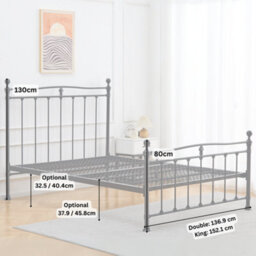Reinforced Beds, Tunstall Bed, Black, 150X200Cm, Reinforced Mesh Base, Stylish Metal Bed Frame, Exclusive Product - thumbnail 3