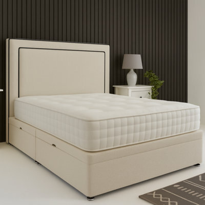 Urban Textures - Savoy Edge Ottoman Bed Headboard Side Lift: Boucle Cream - image 1
