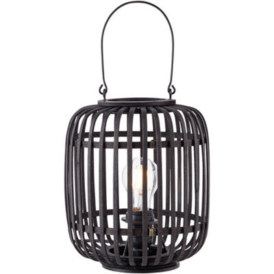Loops Dark Bamboo Table Lamp - Plywood With Matt Black Paint Shade - 270mm Tall Light - 10W Led E27 - image 1