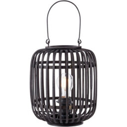 Loops Dark Bamboo Table Lamp - Plywood With Matt Black Paint Shade - 270mm Tall Light - 10W Led E27