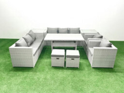 Fimous Rattan Garden Furniture Set Outdoor 8 Seater Patio Dinin G Sofa Sets Dining Table 2 Chairs 2 Side Tables 2 Small Stools - thumbnail 1