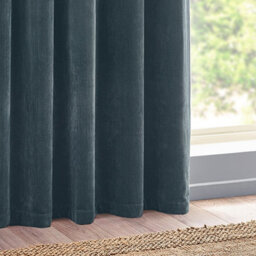 Yard Heavy Chenille Velvet Room Darkening Eyelet Curtain Pair Marine (W)117Cm X (D)137Cm - thumbnail 3
