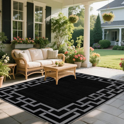 Aspire Homeware Luxury Large Rug, Non-Slip Plush Living Room Bedroom Area Carpet, Cosy Floor Rug Nico Black (L)170 X (W)120Cm