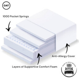 OAT Home Boost 1000 Pocket Spring Mattress - Medium Comfort Rating - Vacuum Rolled - thumbnail 4