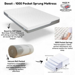 OAT Home Boost 1000 Pocket Spring Mattress - Medium Comfort Rating - Vacuum Rolled - thumbnail 5