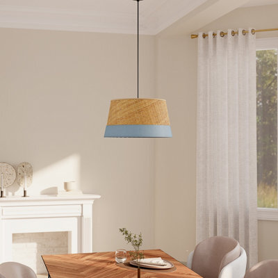 GoodHome Bellbird Blue Natural Round Lamp Shade (D)38Cm - image 1