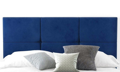 "Slumbre 6-Cube Plush Velvet 4Ft Small Double 20"" Headboard -  Blue"