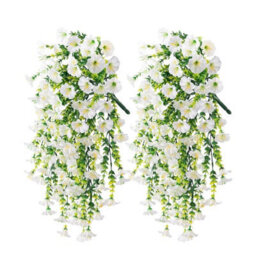 Artificial Outdoor Hanging Petunia Flowers, 2 Pieces Faux Petunias, Hanging Artificial Flowers, Weather Resistant, Uv Resistant - thumbnail 1