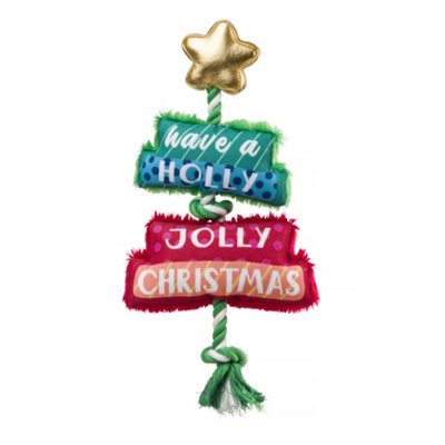 House Of Paws Merry And Bright Tree Christmas Dog Toy Green/red/white (One Size) - image 1