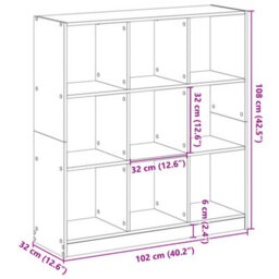 Berkfield Elegant Bookcase Sonoma Oak 102X32X108 Cm Engineered Wood - thumbnail 9