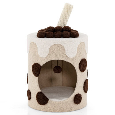 Costway Bubble Tea Cat Tree Tower Cat Condo Furniture W/ Scratching Post Dangling Ball - image 1