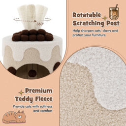 Costway Bubble Tea Cat Tree Tower Cat Condo Furniture W/ Scratching Post Dangling Ball - thumbnail 5