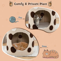 Costway Bubble Tea Cat Tree Tower Cat Condo Furniture W/ Scratching Post Dangling Ball - thumbnail 4