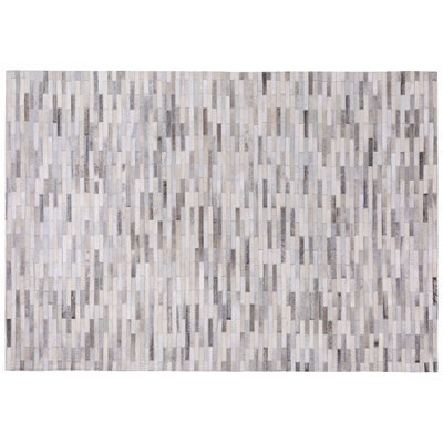 Beliani Rug Ahilli Grey 160 X 230 Cm Leather - image 1