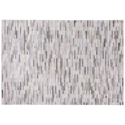 Beliani Rug Ahilli Grey 160 X 230 Cm Leather - thumbnail 1