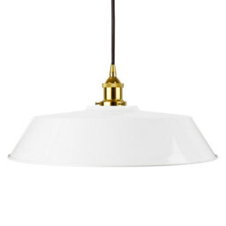 White Large Chancery Painted Dome Pendant Light With Gold Lamp Holder And Black Round Cable - Se Home - thumbnail 1