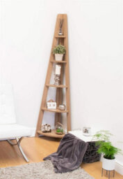 Timber Art Design Riva Scandinavian Retro Corner Ladder Bookcase Shelving Shelf Unit Oak 5 Tier
