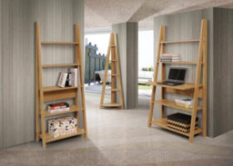 Timber Art Design Riva Scandinavian Retro Corner Ladder Bookcase Shelving Shelf Unit Oak 5 Tier - thumbnail 7