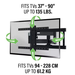 "Sanus Preferred Slf428-B2 Full Motion Tv Wall Mount 37-90"" Tilt Swivel Extend 71Cm Max 61Kg" - thumbnail 2