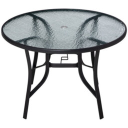 Wyld Haus Momi 106.5Cm Round Steel And Tempered Glass Garden Dining Table With 40mm Parasol Hole - thumbnail 2