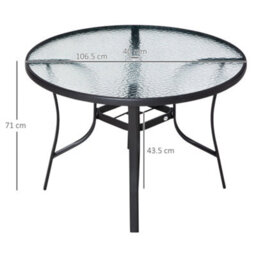 Wyld Haus Momi 106.5Cm Round Steel And Tempered Glass Garden Dining Table With 40mm Parasol Hole - thumbnail 3