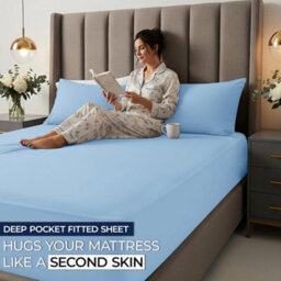 Aspire Homeware Light Blue Fitted Sheet 40 Cm Extra Deep Pocket Hypoallergenic Bed Sheet Microfiber (L)190Cm X (W)90Cm, Single - thumbnail 5