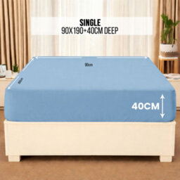 Aspire Homeware Light Blue Fitted Sheet 40 Cm Extra Deep Pocket Hypoallergenic Bed Sheet Microfiber (L)190Cm X (W)90Cm, Single - thumbnail 7