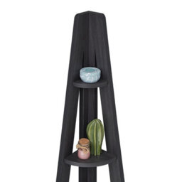 Timber Art Design Riva Scandinavian Retro Corner Ladder Bookcase Shelving Shelf Unit Black 5 Tier - thumbnail 2