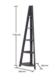 Timber Art Design Riva Scandinavian Retro Corner Ladder Bookcase Shelving Shelf Unit Black 5 Tier - thumbnail 3
