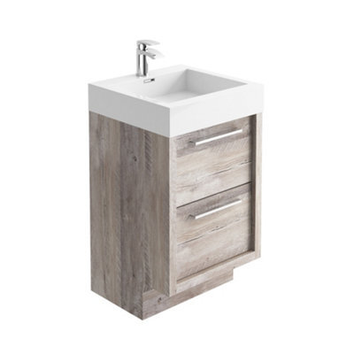 Plum&clay Walter Light Bare Wood Floor Standing Bathroom Vanity Unit With Polymarble Resin Basin (W)500mm - image 1