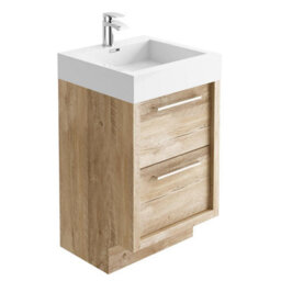 Plum&clay Walter Light Bare Wood Floor Standing Bathroom Vanity Unit With Polymarble Resin Basin (W)500mm - thumbnail 2
